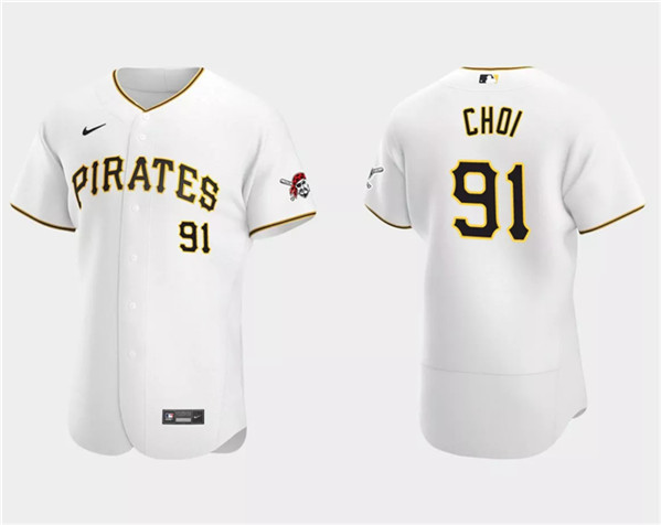 Men's Pittsburgh Pirates #91 Ji Man Choi White Flex Base Stitched Baseball Jersey