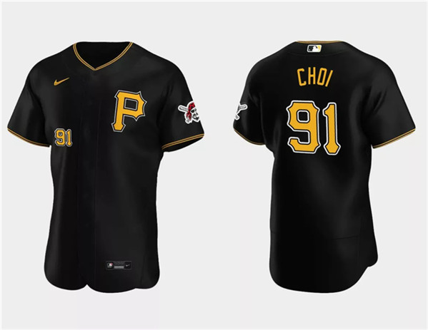 Men's Pittsburgh Pirates #91 Ji Man Choi Black Flex Base Stitched Baseball Jersey
