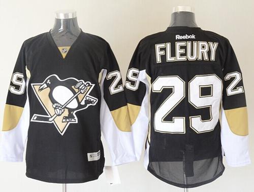 Penguins #29 Andre Fleury Black Stitched NHL Jersey