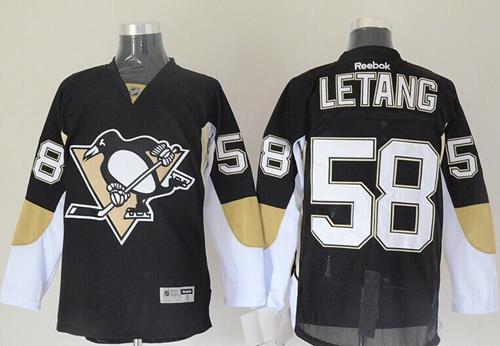 Penguins #58 Kris Letang Black Stitched NHL Jersey
