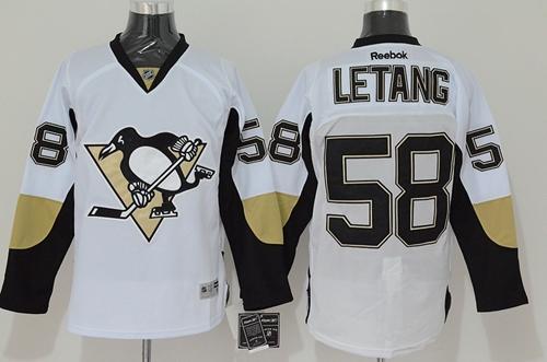 Penguins #58 Kris Letang White Stitched NHL Jersey