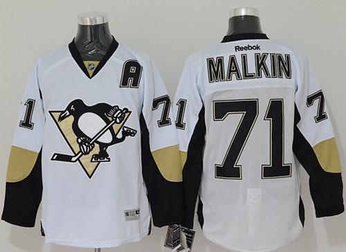 Penguins #71 Evgeni Malkin White Stitched NHL Jersey