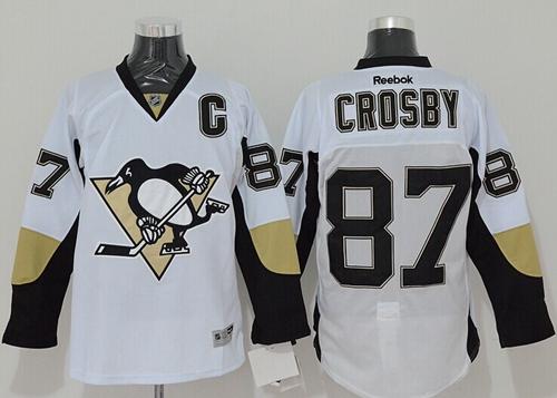 Penguins #87 Sidney Crosby White Stitched NHL Jersey