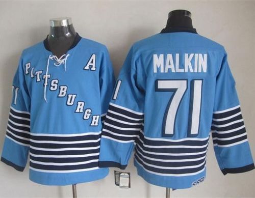 Penguins #71 Evgeni Malkin Light Blue CCM Throwback Stitched NHL Jersey