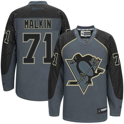 Penguins #71 Evgeni Malkin Charcoal Cross Check Fashion Stitched NHL Jersey