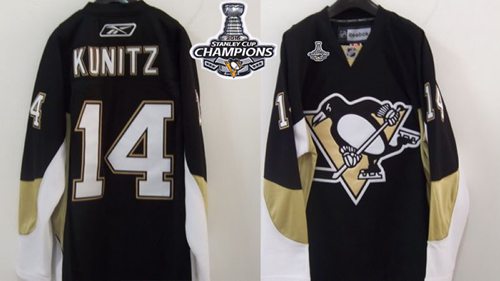 Penguins #14 Chris Kunitz Black 2016 Stanley Cup Champions Stitched NHL Jersey