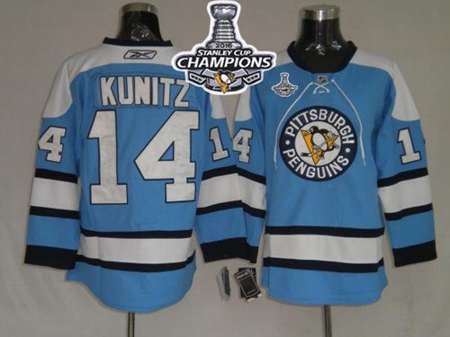 Penguins #14 Chris Kunitz Blue 2016 Stanley Cup Champions Stitched NHL Jersey
