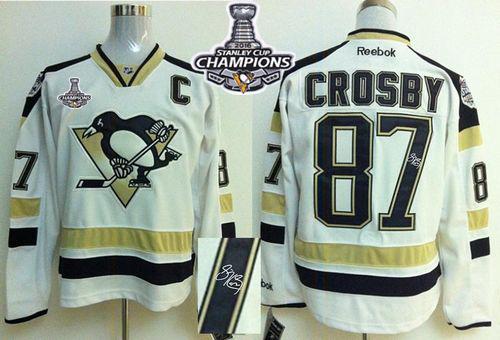 Penguins #87 Sidney Crosby White 2014 Stadium Series Autographed 2016 Stanley Cup Champions Stitched NHL Jersey