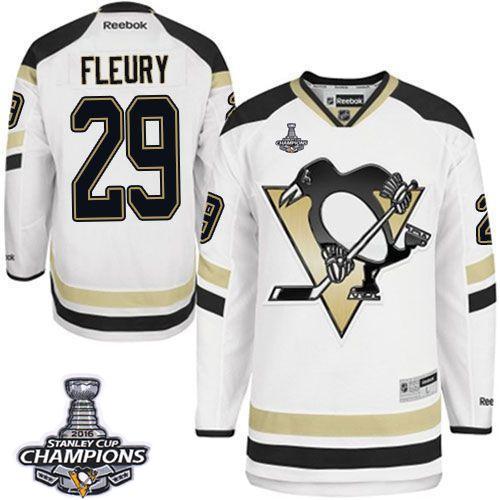 Penguins #29 Andre Fleury White 2014 Stadium Series 2016 Stanley Cup Champions Stitched NHL Jersey