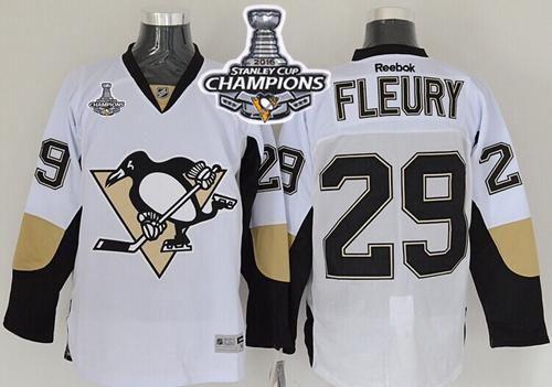 Penguins #29 Andre Fleury White 2016 Stanley Cup Champions Stitched NHL Jersey