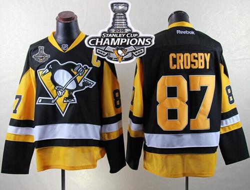 Penguins #87 Sidney Crosby Black Alternate 2016 Stanley Cup Champions Stitched NHL Jersey
