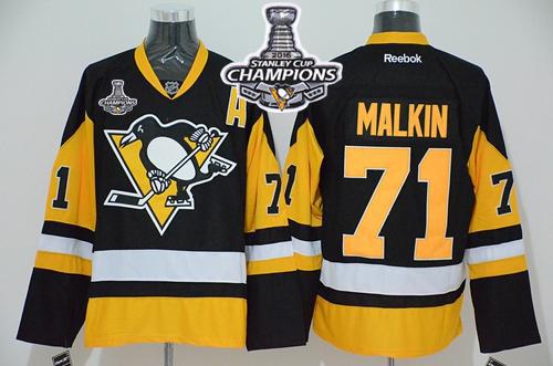 Penguins #71 Evgeni Malkin Black Alternate 2016 Stanley Cup Champions Stitched NHL Jersey
