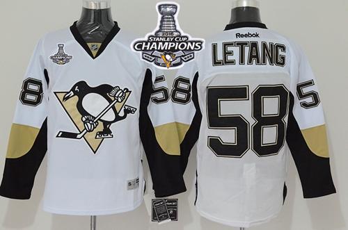 Penguins #58 Kris Letang White 2016 Stanley Cup Champions Stitched NHL Jersey