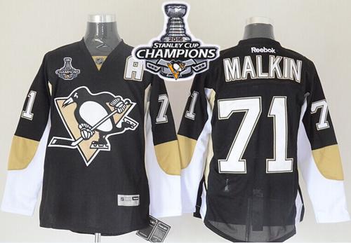 Penguins #71 Evgeni Malkin Black 2016 Stanley Cup Champions Stitched NHL Jersey