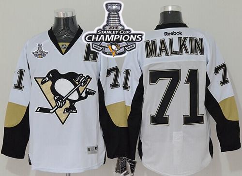 Penguins #71 Evgeni Malkin White 2016 Stanley Cup Champions Stitched NHL Jersey