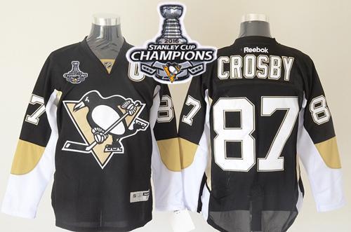 Penguins #87 Sidney Crosby Black 2016 Stanley Cup Champions Stitched NHL Jersey