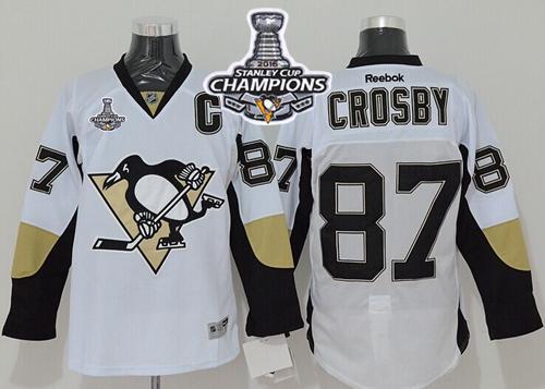 Penguins #87 Sidney Crosby White 2016 Stanley Cup Champions Stitched NHL Jersey