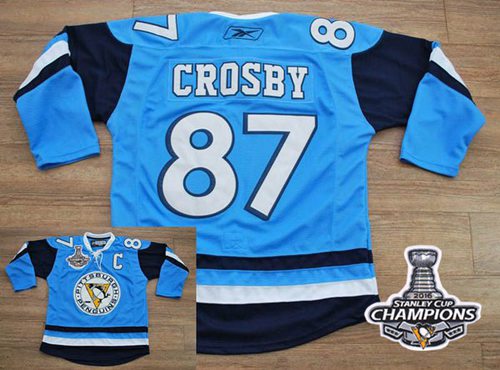 Penguins #87 Sidney Crosby Baby Blue 2011 Winter Classic Vintage 2016 Stanley Cup Champions Stitched NHL Jersey