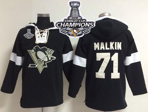 Penguins #71 Evgeni Malkin Black 2016 Stanley Cup Champions NHL Pullover Hoodie