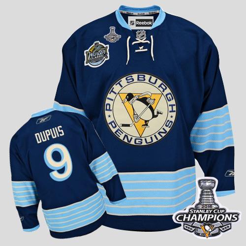Penguins #9 Pascal Dupuis 2011 Winter Classic Vintage Dark Blue 2016 Stanley Cup Champions Stitched NHL Jersey