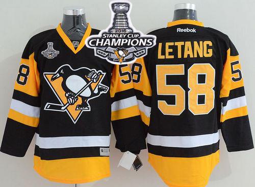Penguins #58 Kris Letang Black Alternate 2016 Stanley Cup Champions Stitched NHL Jersey