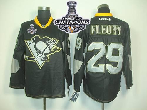 Penguins #29 Andre Fleury Black Ice 2016 Stanley Cup Champions Stitched NHL Jersey