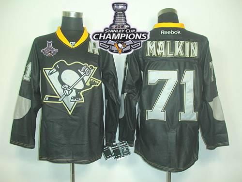 Penguins #71 Evgeni Malkin Black Ice 2016 Stanley Cup Champions Stitched NHL Jersey