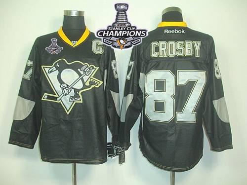 Penguins #87 Sidney Crosby Black Ice 2016 Stanley Cup Champions Stitched NHL Jersey