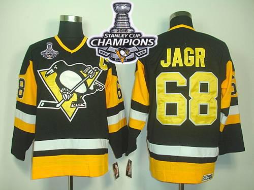 Penguins #68 Jaromir Jagr Black CCM Throwback 2016 Stanley Cup Champions Stitched NHL Jersey