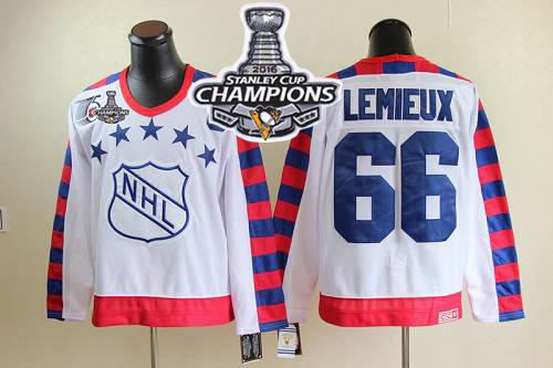 Penguins #66 Mario Lemieux White All Star CCM Throwback 75TH 2016 Stanley Cup Champions Stitched NHL Jersey