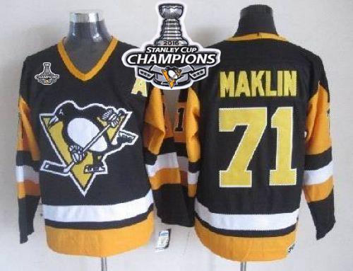 Penguins #71 Evgeni Malkin Black CCM Throwback 2016 Stanley Cup Champions Stitched NHL Jersey