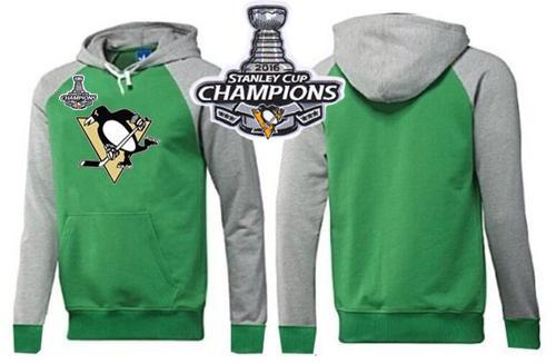 Pittsburgh Penguins Pullover 2016 Stanley Cup Champions Hoodie Green & Grey