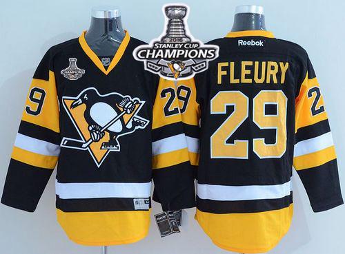 Penguins #29 Andre Fleury Black Alternate 2016 Stanley Cup Champions Stitched NHL Jersey