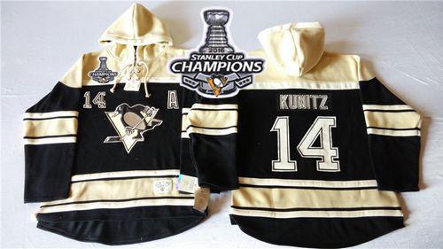 Penguins #14 Chris Kunitz Black Sawyer Hooded Sweatshirt 2016 Stanley Cup Champions Stitched NHL Jersey