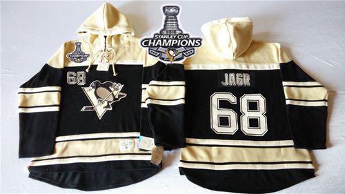 Penguins #68 Jaromir Jagr Black Sawyer Hooded Sweatshirt 2016 Stanley Cup Champions Stitched NHL Jersey