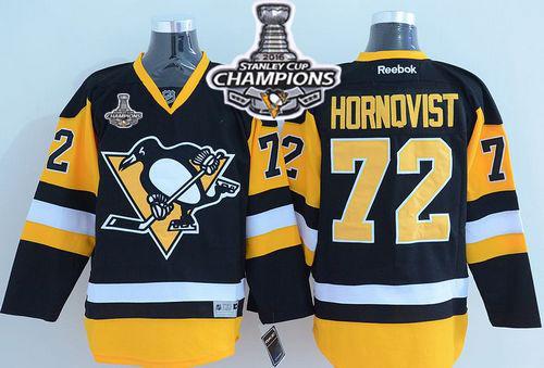 Penguins #72 Patric Hornqvist Black Alternate 2016 Stanley Cup Champions Stitched NHL Jersey