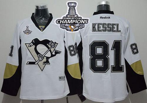 Penguins #81 Phil Kessel White Away 2016 Stanley Cup Champions Stitched NHL Jersey