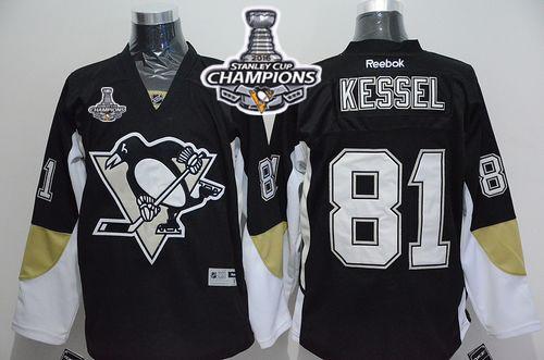 Penguins #81 Phil Kessel Black Home 2016 Stanley Cup Champions Stitched NHL Jersey