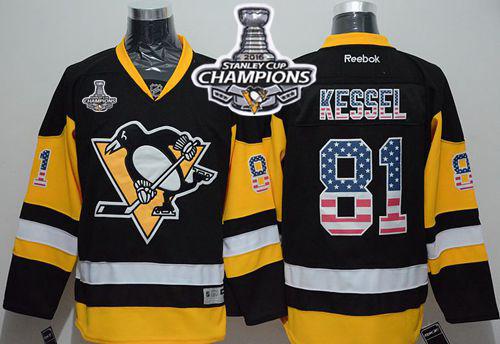 Penguins #81 Phil Kessel Black Alternate USA Flag Fashion 2016 Stanley Cup Champions Stitched NHL Jersey