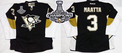 Penguins #3 Olli Maatta Black Home 2016 Stanley Cup Champions Stitched NHL Jersey