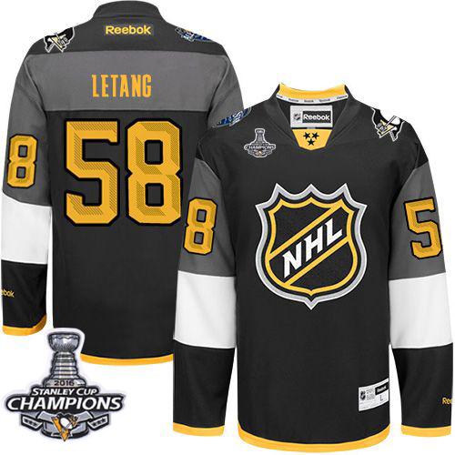 Penguins #58 Kris Letang Black 2016 All Star Stanley Cup Champions Stitched NHL Jersey