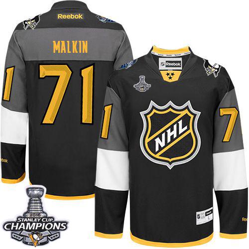 Penguins #71 Evgeni Malkin Black 2016 All Star Stanley Cup Champions Stitched NHL Jersey