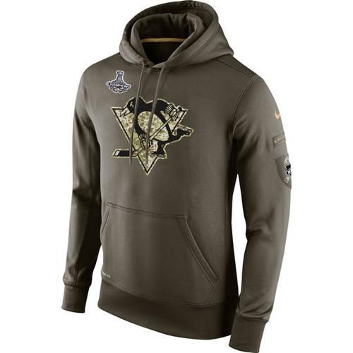 Men's Pittsburgh Penguins Nike Salute To Service 2016 Stanley Cup Champions NHL Hoodie