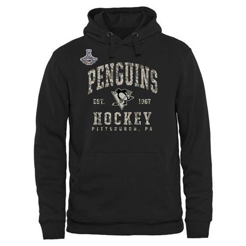 Men's Pittsburgh Penguins Black Camo Stack 2016 Stanley Cup Champions Pullover Hoodie