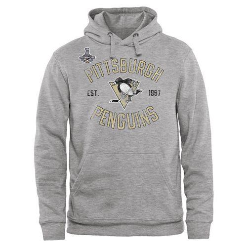 Pittsburgh Penguins Heritage 2016 Stanley Cup Champions Pullover Hoodie Ash