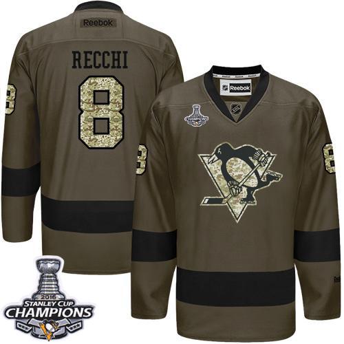 Penguins #8 Mark Recchi Green Salute to Service 2016 Stanley Cup Champions Stitched NHL Jersey