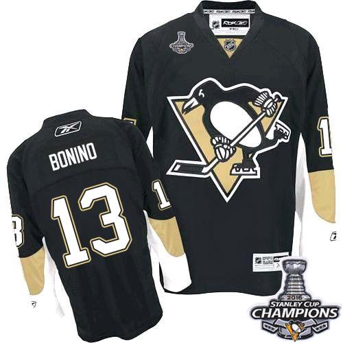 Penguins #13 Nick Bonino Black Home 2016 Stanley Cup Champions Stitched NHL Jersey