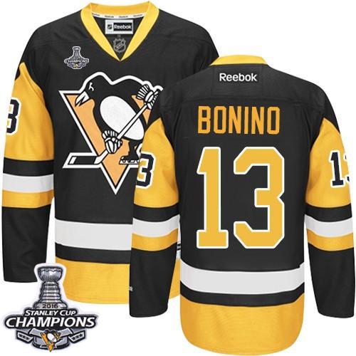 Penguins #13 Nick Bonino Black Alternate 2016 Stanley Cup Champions Stitched NHL Jersey