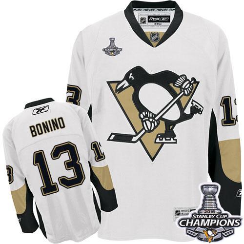 Penguins #13 Nick Bonino White 2016 Stanley Cup Champions Stitched NHL Jersey