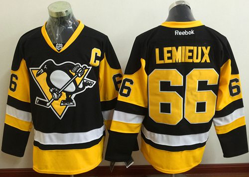 Penguins #66 Mario Lemieux Black Alternate Stitched NHL Jersey